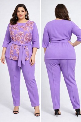 Compleu Elegant Bluza si Pantalon Glami Mov - 54Marimea foto
