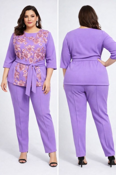 Compleu Elegant Bluza si Pantalon Glami Mov - 54Marimea