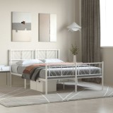 Gossi cadru de pat metalic cu tablie, alb, 135x190 cm