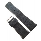 Curea Ceas Hand-Made &ndash; Piele Naturală Neagră, Cusătură Contrastantă 34mm