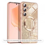 Husa MagSafe pentru Apple iPhone 17 Air, Techsuit, Luxury Glitter, Roz Aurie