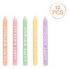 Lum&acirc;nări Zi de Naștere, Multicolor, Mesaj Happy Birthday, Set 12 Bucăți, 7cm, Oem