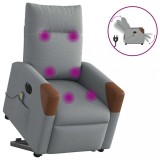 vidaXL Fotoliu electric masaj rabatabil cu ridicare, gri &icirc;nchis textil