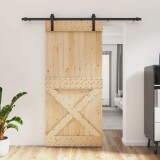 Cumpara ieftin Usa glisanta Natural si Negru 95 x 210 cm Lemn de Pin Solid