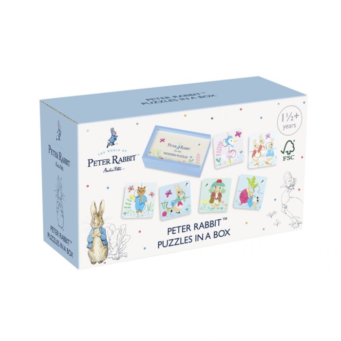 Puzzle-uri Peter Rabbit&trade; in cutie lemn, Orange Tree Toys