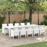 vidaXL Set de masă pentru grădină cu pernă cu pernă 11 pcs Alb Mare