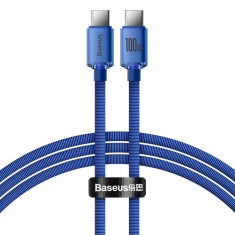 CABLU alimentare si date Baseus Crystal Shine, Fast Charging Data Cable pt. smartphone, USB Type-C la USB Type-C 100W, 1.2m, albastru &quot;CAJY000603&quot; (ti