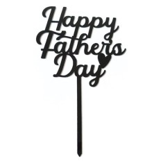 Set 10 decoratiuni pentru tort Party to be cu mesajul Happy Fathers Day, 153 x 96 mm, acril, negru