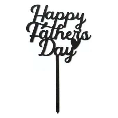 Set 10 decoratiuni pentru tort Party to be cu mesajul Happy Fathers Day, 153 x 96 mm, acril, negru foto