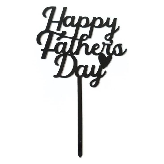 Set 10 decoratiuni pentru tort Party to be cu mesajul Happy Fathers Day, 153 x 96 mm, acril, negru