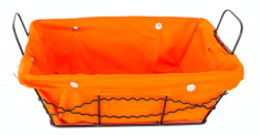 Cos servire dreptunghiular paine din metal cu panza, 23 x 18 x 8 cm culoare orange, 012099 foto