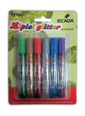 Lipici cu sclipici Glitter Ecada - set 6 bucati foto