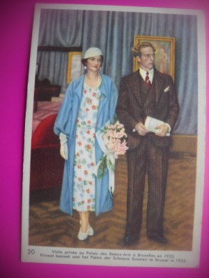 HOPCT 6413 VIZITA CU REGELE LA PALATUL ARTELOR -1935 -REGINA ASTRID-FAMILIA REGALA BELGIA-CROMO LITHO-CIOCOLATA COTE D&amp;#039;OR foto