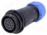 Mufă SP21 mamă WEIPU IP68 12 pini 5A pentru lipire pe cablu 400V