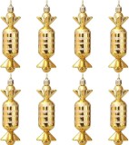 Set de 8 ornamente pentru brad Winwild, plastic, auriu, 13 x 4 cm