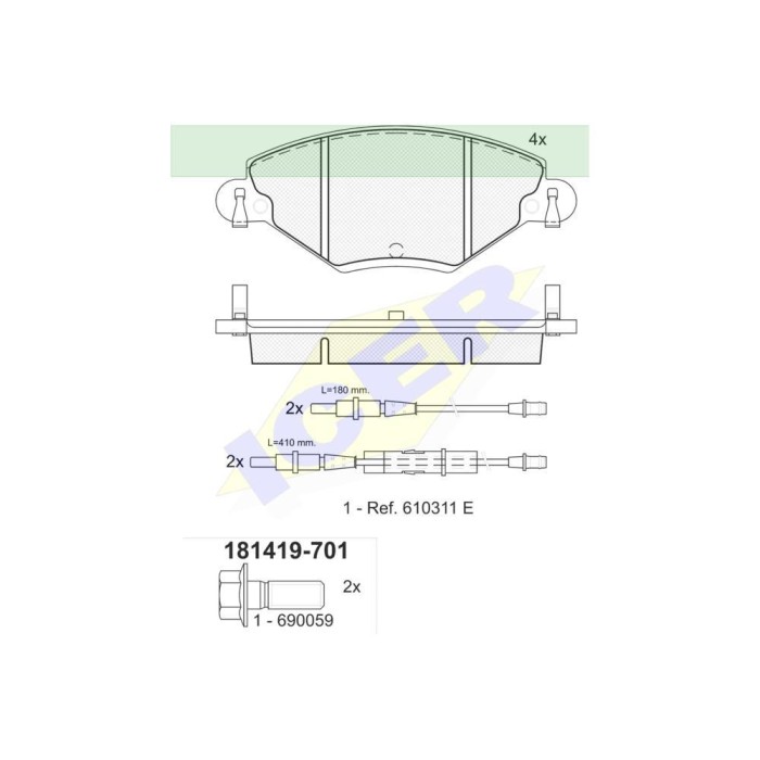 Set placute frana punte fata Citroen C5 1 (DC), 03.2001-2008, marca Icer 181419701