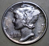 C.048 USA SUA WWII MERCURY 1 ONE DIME 1943 S ARGINT
