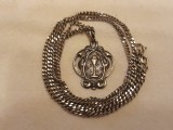 Argint MEDALION SFANTUL GRAL POCALUL SFANT art nouveau 1900 FRANTA + Lant ARGINT