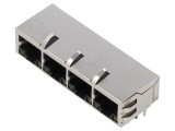 Soclu RJ45 Ecranat cu LED 8P8C THT