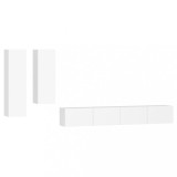 Cumpara ieftin Set dulap TV, 4 piese, alb, lemn prelucrat