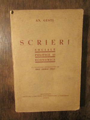 Scrieri sociale, politice și economice - An. Gusti foto