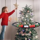 TRENULET SPECIAL DE CRACIUN,SUPORT PT.BRAD,LUMINI SI SUNETE,TRENULETUL LUI MOS CRACIUN,CADOU MINUNAT!