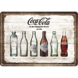 Placa metalica - Coca-Cola - Bottle Timeline - 10x14 cm, Nostalgic Art Merchandising