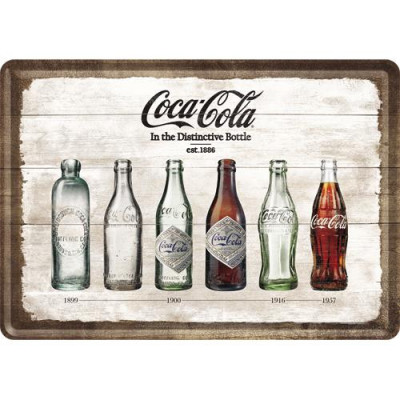 Placa metalica - Coca-Cola - Bottle Timeline - 10x14 cm foto