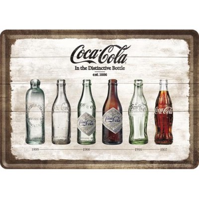 Placa metalica - Coca-Cola - Bottle Timeline - 10x14 cm foto