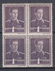 ROMANIA 1943/45 LP 153 MIHAI I UZUALE FILIGRAN CC EROARE PUNCT PE FRUNTE DREAPTA JOS BLOC DE 4 TIMBRE MNH, Nestampilat