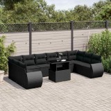 Cumpara ieftin Set canapele de grădină cu perne, 11 piese, negru, poliratan