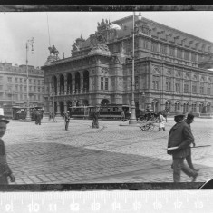 NEGATIV FOTO / FOTOGRAFIE PE STICLA , ANII 1900 TRAMVAIE ..