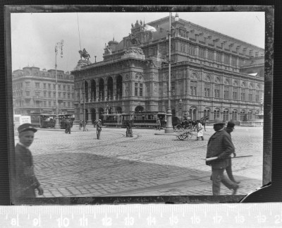 NEGATIV FOTO / FOTOGRAFIE PE STICLA , ANII 1900 TRAMVAIE .. foto