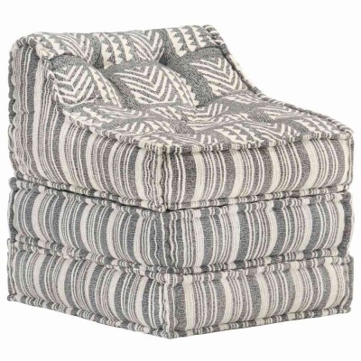 vidaXL Fotoliu puf modular, gri cu dungi, material textil foto