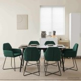 Cumpara ieftin Scaune de dining 6 buc. Catifea Verde inchis 55 x 50 x 84 cm