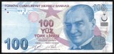 TURCIA 100 LIRE 2009 ( 2017) prefix F [1] P- 226d , Semn Guvernator : Murat Uysal , Viceguvernator : Ugur Namik Kucuk , XF