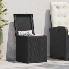 vidaXL Cutie de depozitare pentru grădină, negru, 90L, PP ratan
