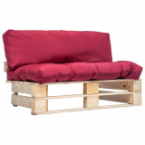 Canapea din paleti de gradina, perne rosii, lemn de pin GartenMobel Dekor, vidaXL