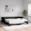 VidaXL Pat de zi cu extensie, negru, 90x200 cm, textil 3196580
