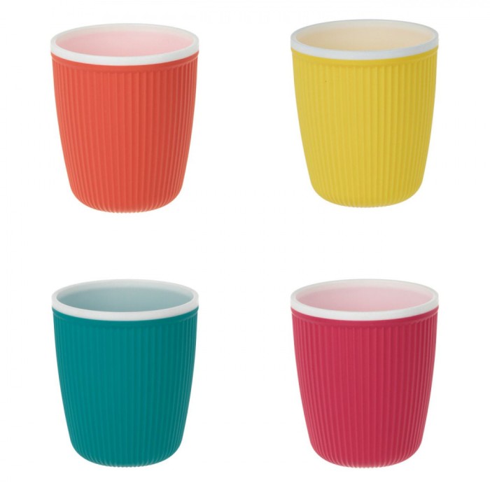 Set Pahare Plastic, Model Dungi, Capacitate 400ml, Multicolor, 4 Bucăți