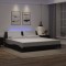 vidaXL Cadru de pat cu lumini LED negru/alb 200x200 cm piele ecologică 3214136