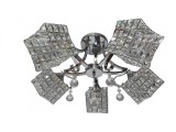 Lustra Rich 10180/5, rotund, 3*e27, schelet inox, abajur semitransparent cristal