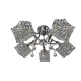 Lustra Rich 10180/5, rotund, 3*e27, schelet inox, abajur semitransparent cristal