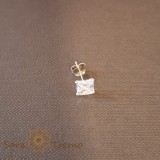 Cercel Unisex Argint 925 cu Cristal Zirconia Alb Patrat, 6 mm