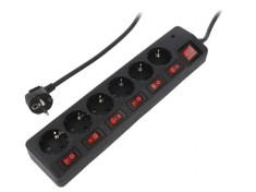 Prelungitor 6 Prize 250V 16A Negru