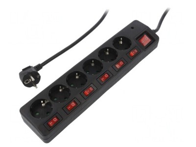 Prelungitor 6 Prize 250V 16A Negru foto