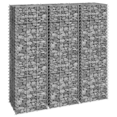vidaXL Straturi &amp;icirc;nălțate de gabioane, 3 buc., 30x30x100 cm, fier foto