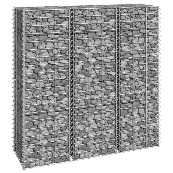 Gossi straturi inaltate de gabioane, 3 buc., 30x30x100 cm, fier