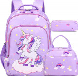 Popack Rucsac de școală unicorn pentru fete Impermeabil Rucsac pentru copii