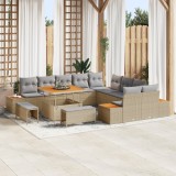 Set de Sofa de Grădină vidaXL cu 13 Piese și Perne Bej Ratan Polimeric Acacia, Set de Mese de Grădină vidaXL cu 3 Piese și Perne Bej Ratan Polimeric A